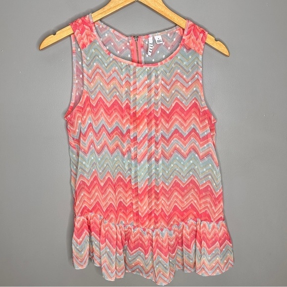 ELLE chevron print sheet ruffle tank top - Picture 1 of 6